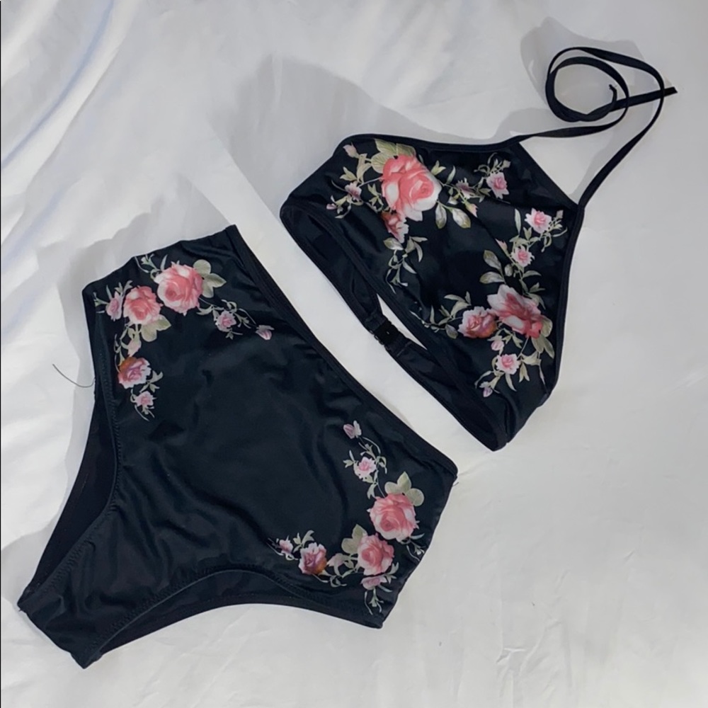 Floral Two Piece High Neck/High Waisted Bikini